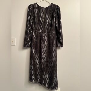 Express black and silver metallic midi dress.